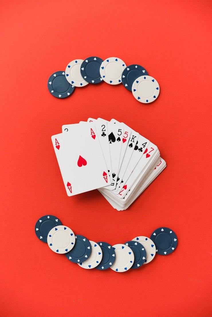 Dealer live casino profesional sambil mengatur kartu pada meja dengan pencahayaan cahaya ungu